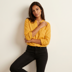 Linnen blouse met knoopsluiting in geel