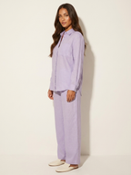 Linnenlook tweedelige set met wijde broek voor dames
