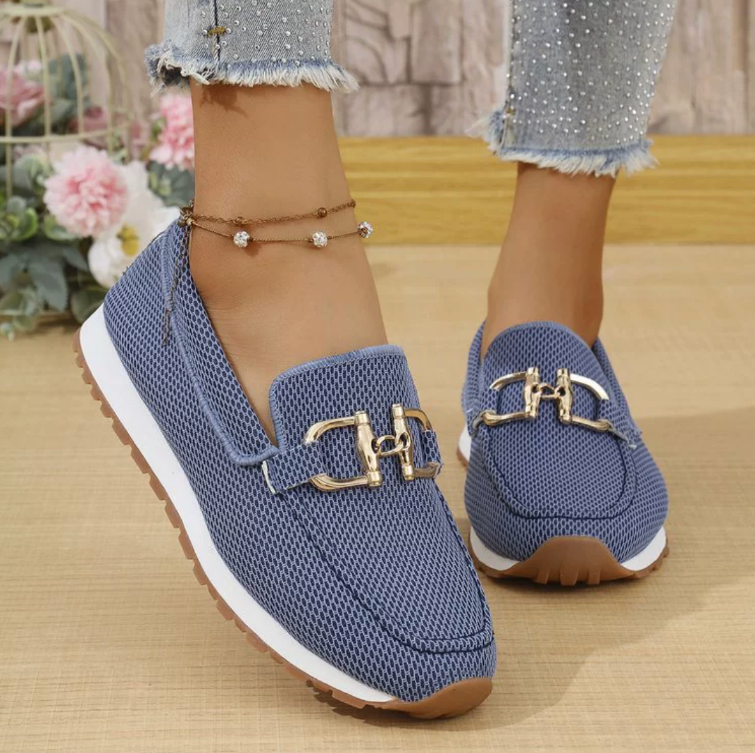 Loafers met mesh en goudkleurig detail voor dames