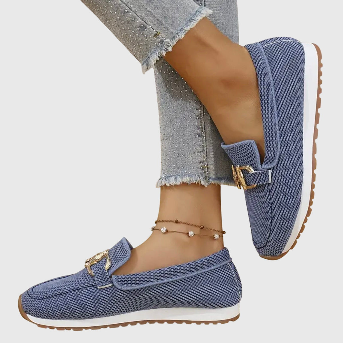 Loafers met mesh en goudkleurig detail voor dames