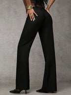 Losse broek met hoge taille en rechte pijpen voor dames