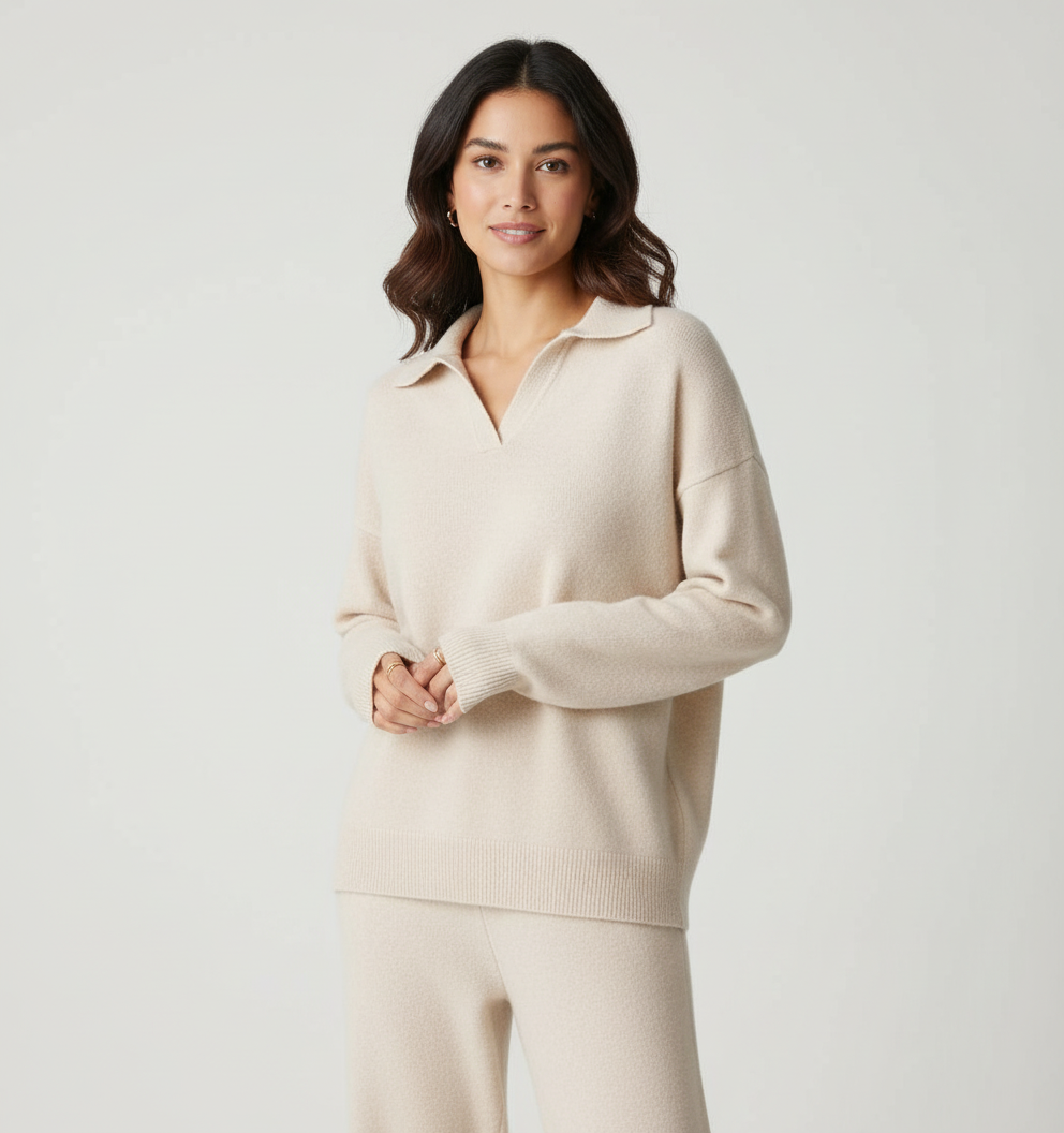 Lounge set met top en broek voor dames in ivory
