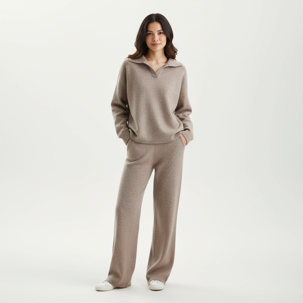 Lounge set met top en broek voor dames in beige