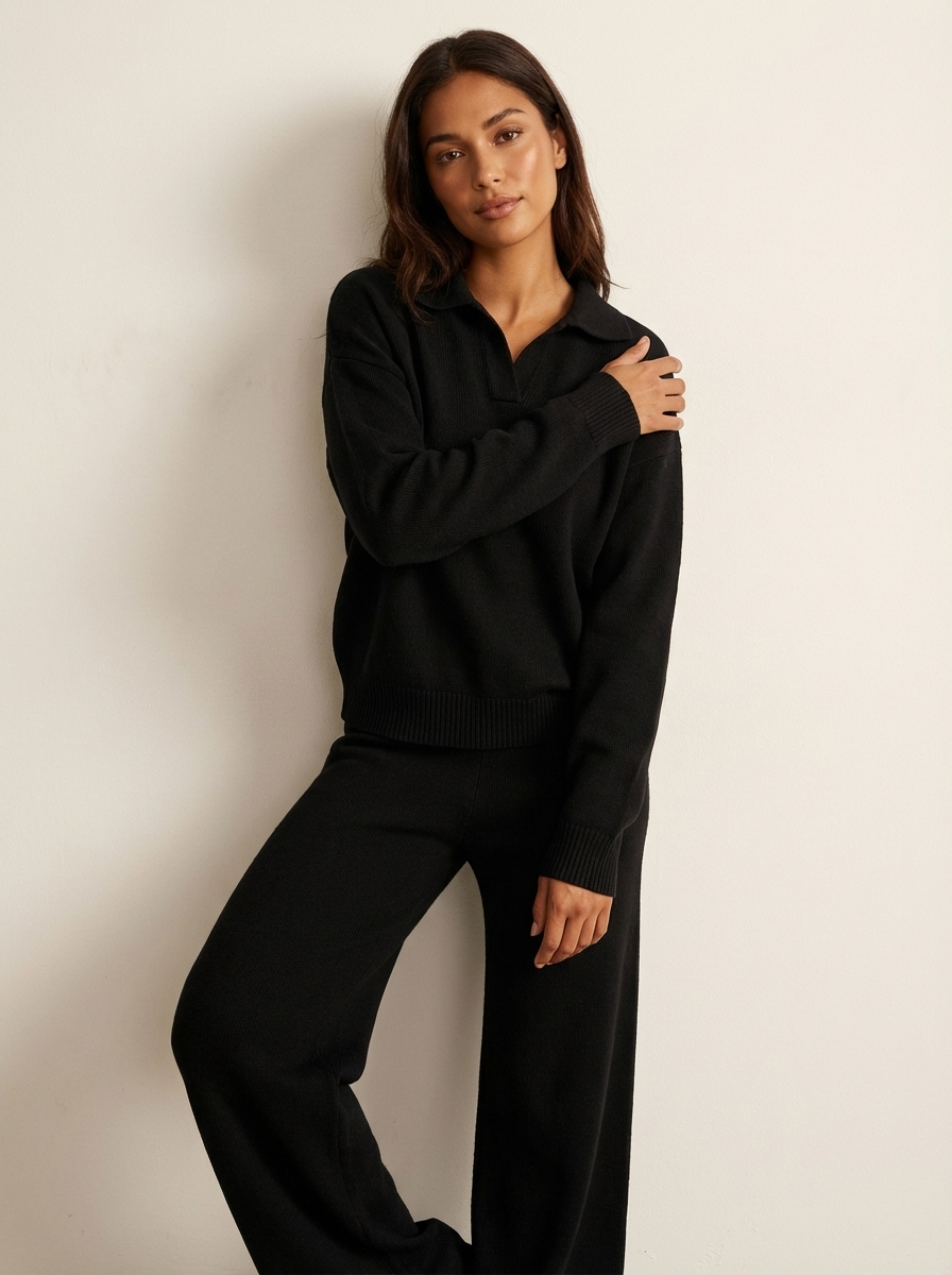 Lounge set met top en broek voor dames in zwart