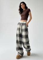 Loungebroek met ruitprint en elastische taille
