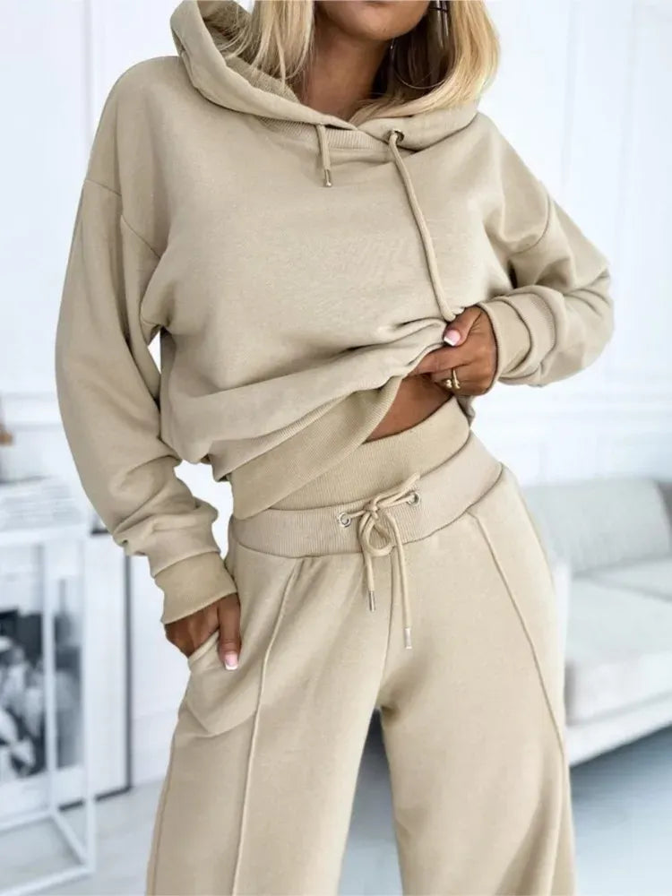 Loungeset met hoodie en wide-leg broek voor dames