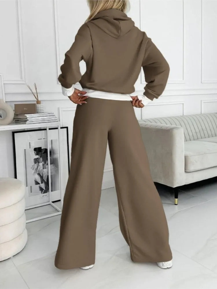 Loungeset met hoodie en wide-leg broek voor dames