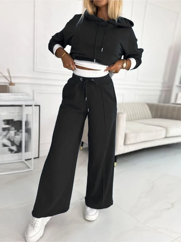 Loungeset met hoodie en wide-leg broek voor dames