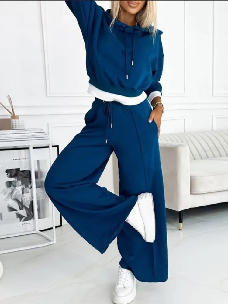 Loungeset met hoodie en wide-leg broek voor dames