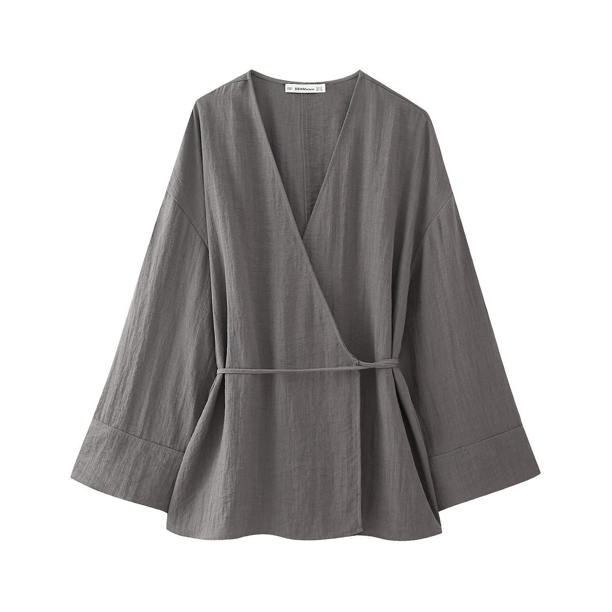 Loungeset met kimono-top en ceintuur voor dames in grijs