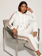 Loungeset met paillettendetails voor dames in wit