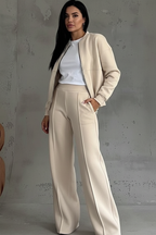 Loungeset met rits en wijde broek voor dames in beige