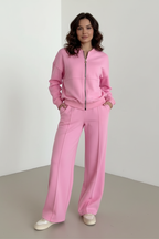 Loungeset met rits en wijde broek voor dames in roze