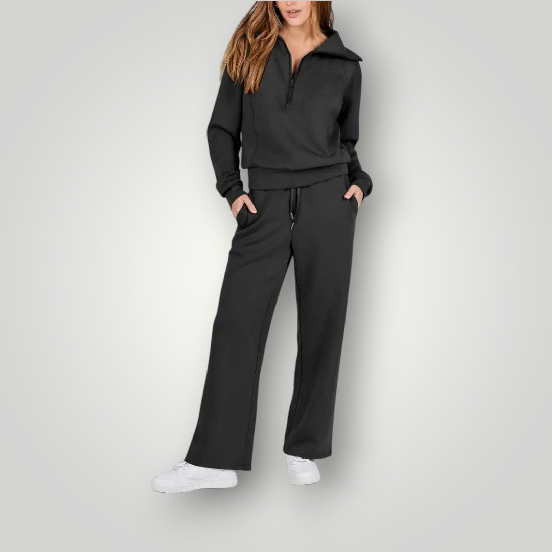 Loungeset met zachte sweater en bijpassende joggingbroek voor dames in zwart
