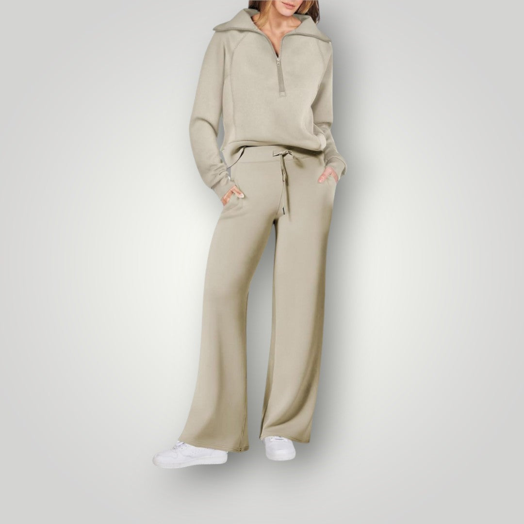 Loungeset met zachte sweater en bijpassende joggingbroek voor dames in lichtgroen