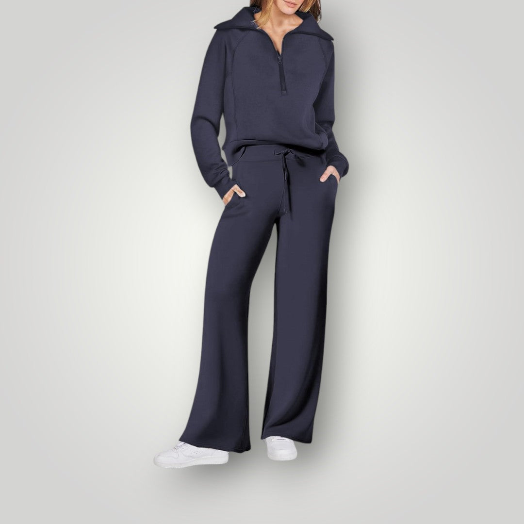Loungeset met zachte sweater en bijpassende joggingbroek voor dames in donkerblauw