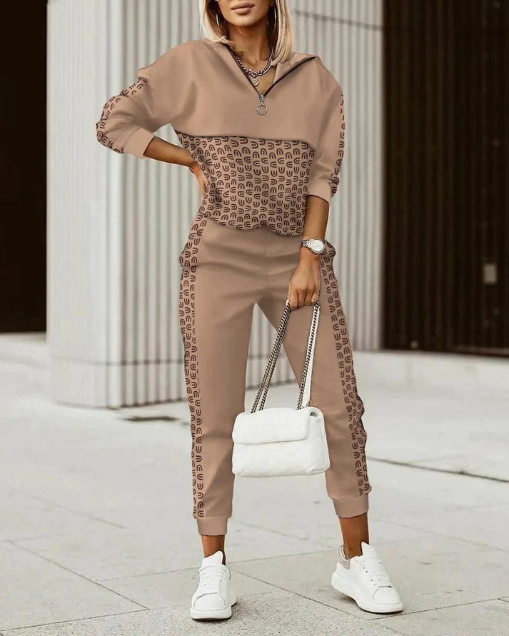 Loungeset met ritshals top en bijpassende broek voor dames