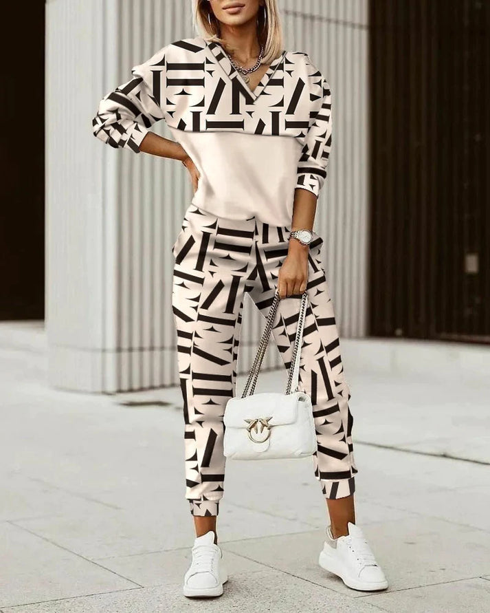 Loungeset met ritshals top en bijpassende broek voor dames