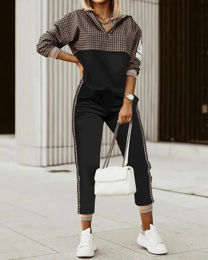 Loungeset met ritshals top en bijpassende broek voor dames
