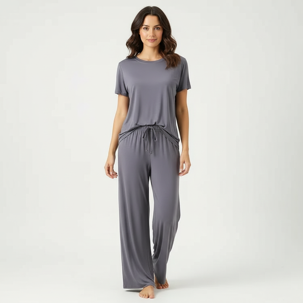 Loungeset met T-shirt en relaxte broek voor dames in grijs