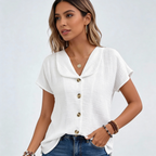 Luchtige blouse met knoopsluiting en korte mouwen voor dames