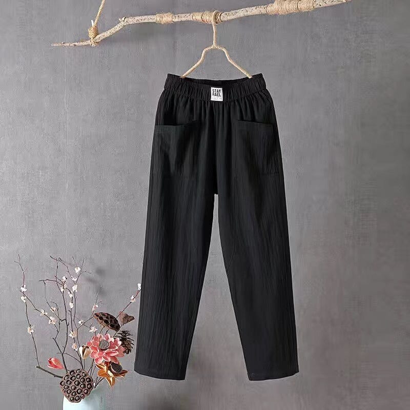 Luchtige broek met zakken en comfortabele pasvorm voor dames in zwart