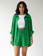 Luchtige lounge set met short voor dames in groen