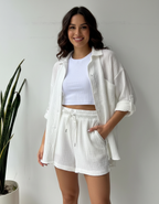 Luchtige lounge set met short voor dames in wit
