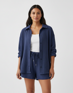 Luchtige lounge set met short voor dames in navy blauw
