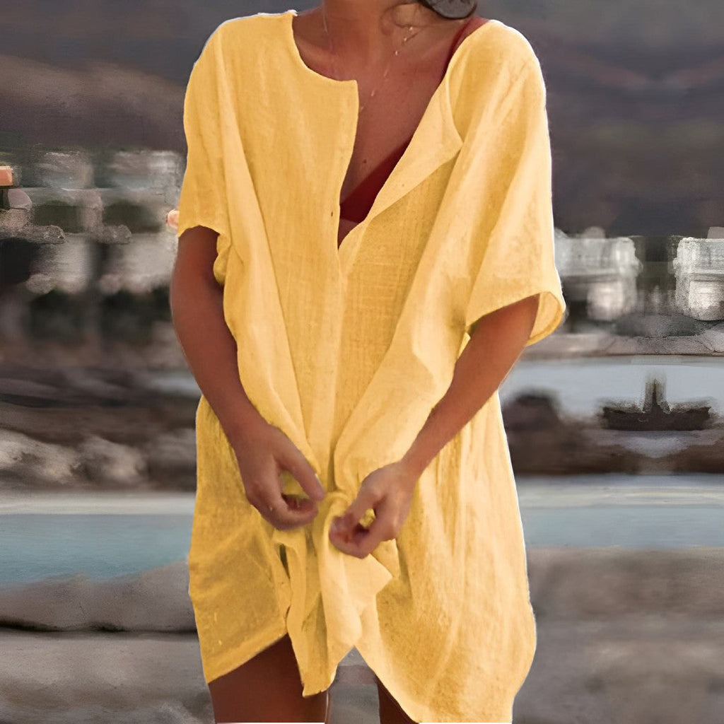Luchtige strandtuniek met V-hals voor dames