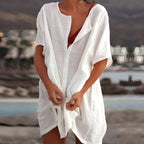 Luchtige strandtuniek met V-hals voor dames