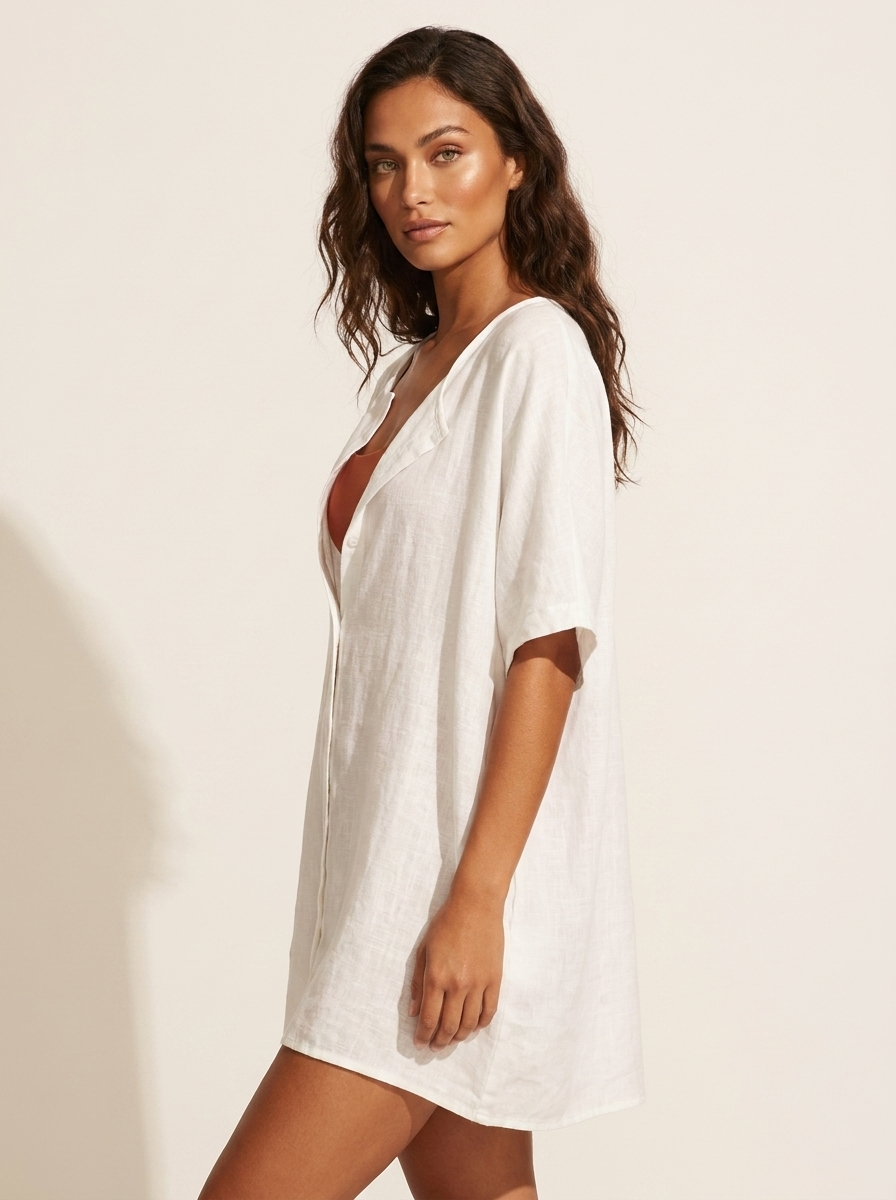 Luchtige strandtuniek met V-hals voor dames