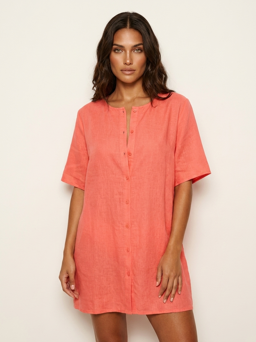 Luchtige strandtuniek met V-hals voor dames in oranje