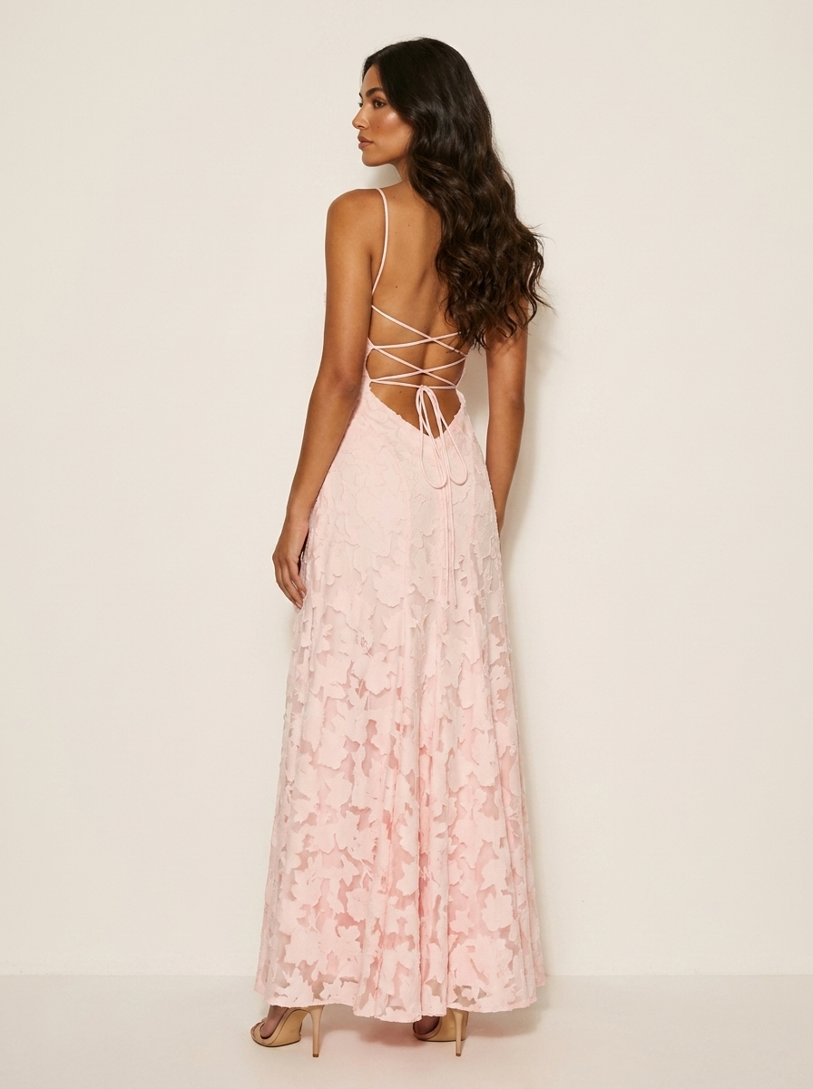 Maxi jurk met spaghettibandjes en bloemenjacquard voor dames