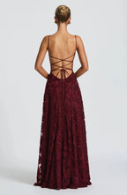 Maxi jurk met spaghettibandjes en bloemenjacquard voor dames