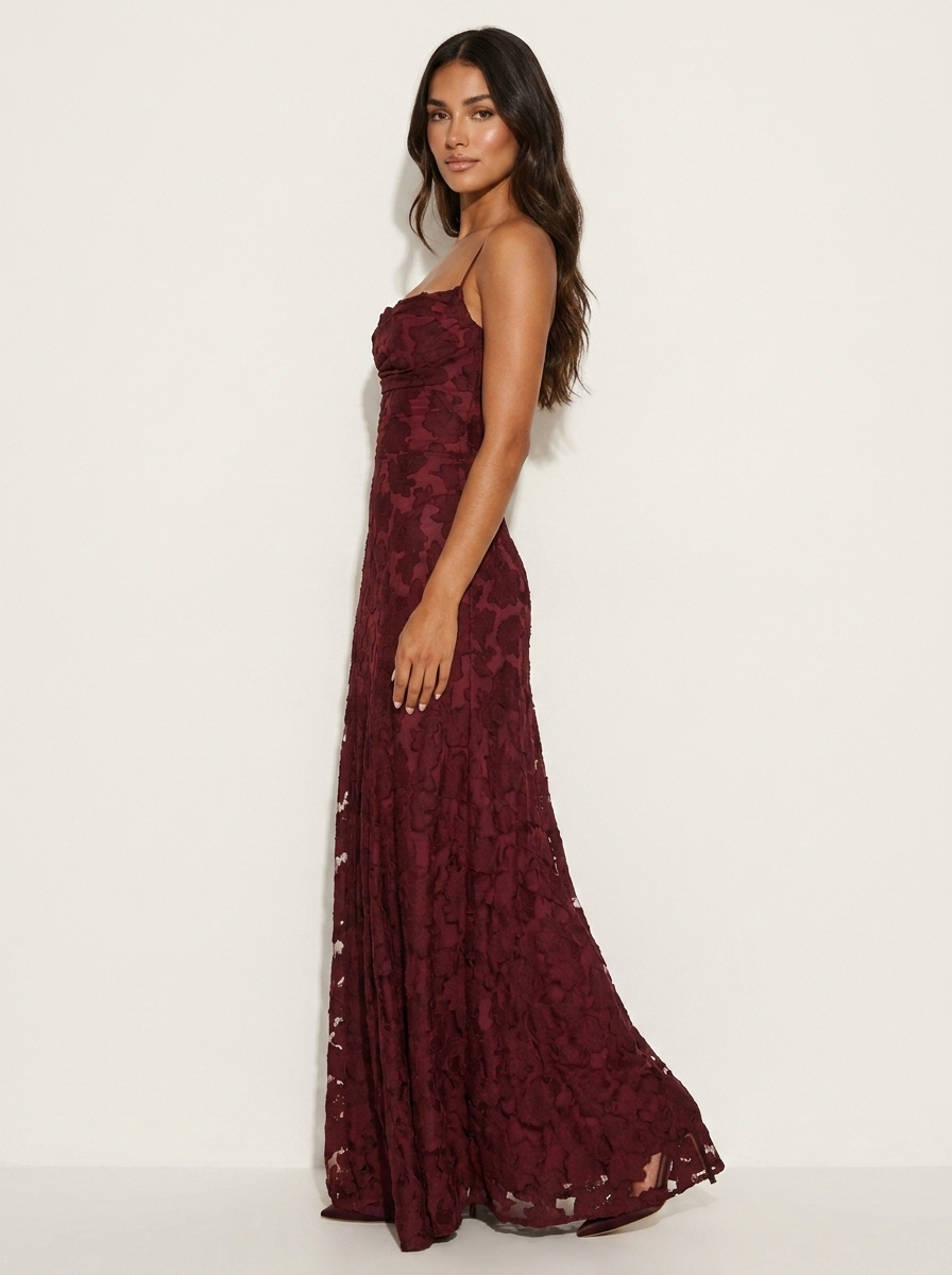 Maxi jurk met spaghettibandjes en bloemenjacquard voor dames
