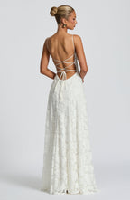 Maxi jurk met spaghettibandjes en bloemenjacquard voor dames