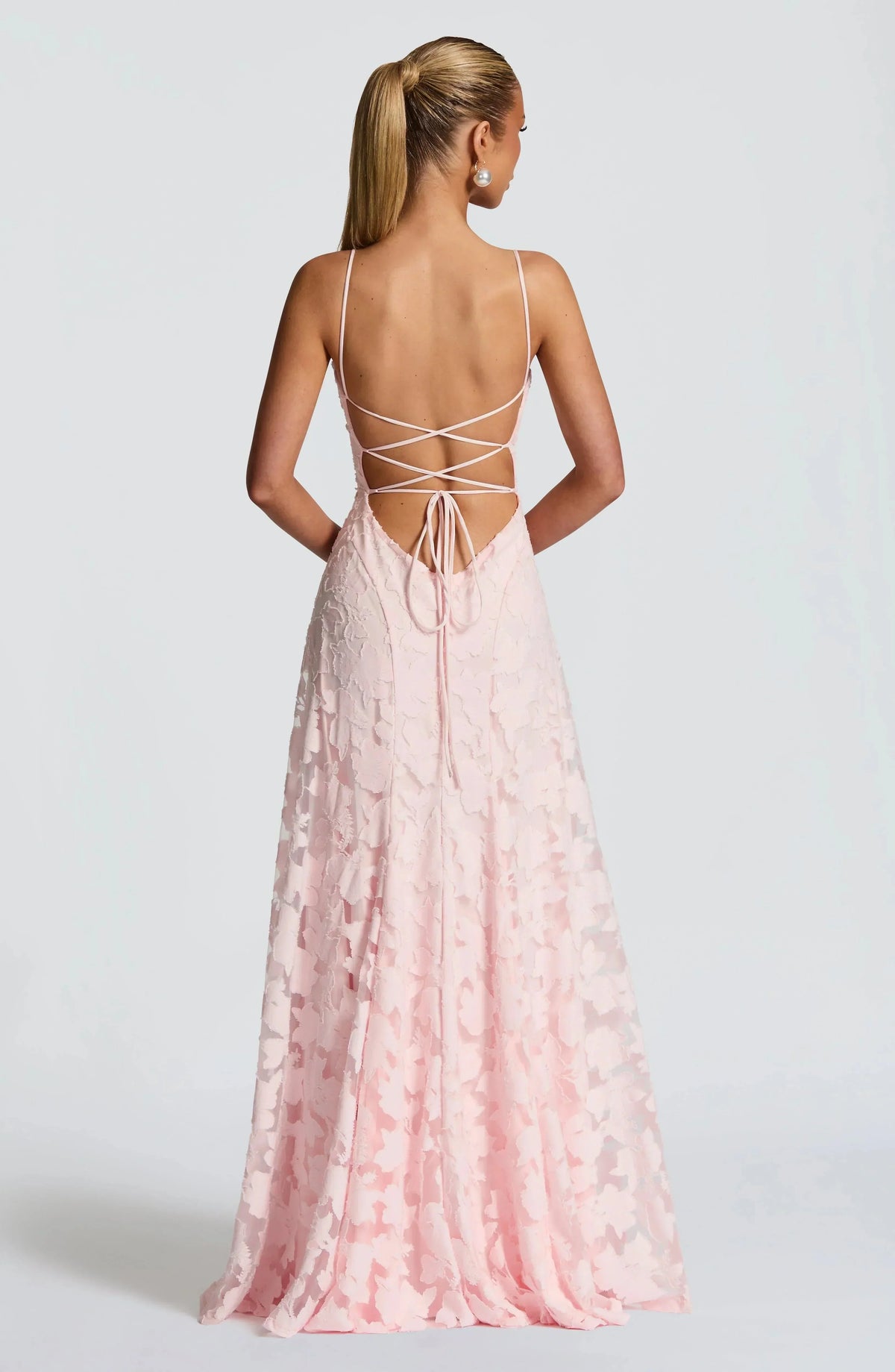 Maxi jurk met spaghettibandjes en bloemenjacquard voor dames