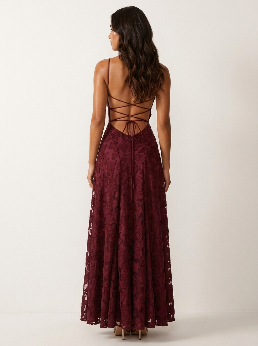 Maxi jurk met spaghettibandjes en bloemenjacquard voor dames