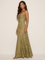 Maxi jurk met spaghettibandjes en bloemenjacquard voor dames