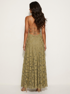 Maxi jurk met spaghettibandjes en bloemenjacquard voor dames
