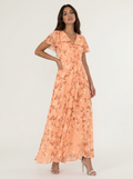 Maxi jurk met bloemenprint in oranje