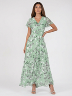 Maxi jurk met bloemenprint in groen