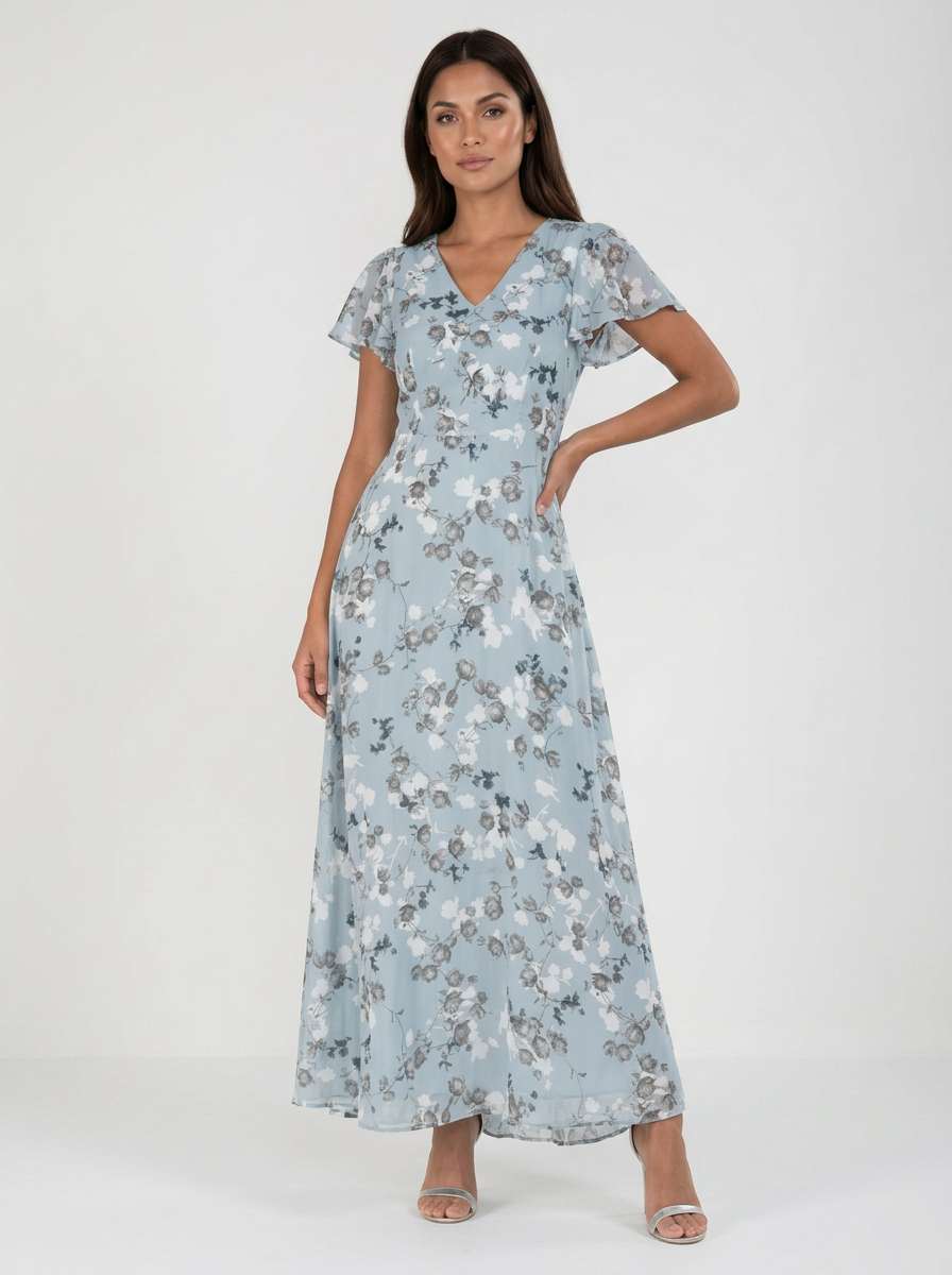 Maxi jurk met bloemenprint in lila