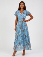 Maxi jurk met bloemenprint in blauw