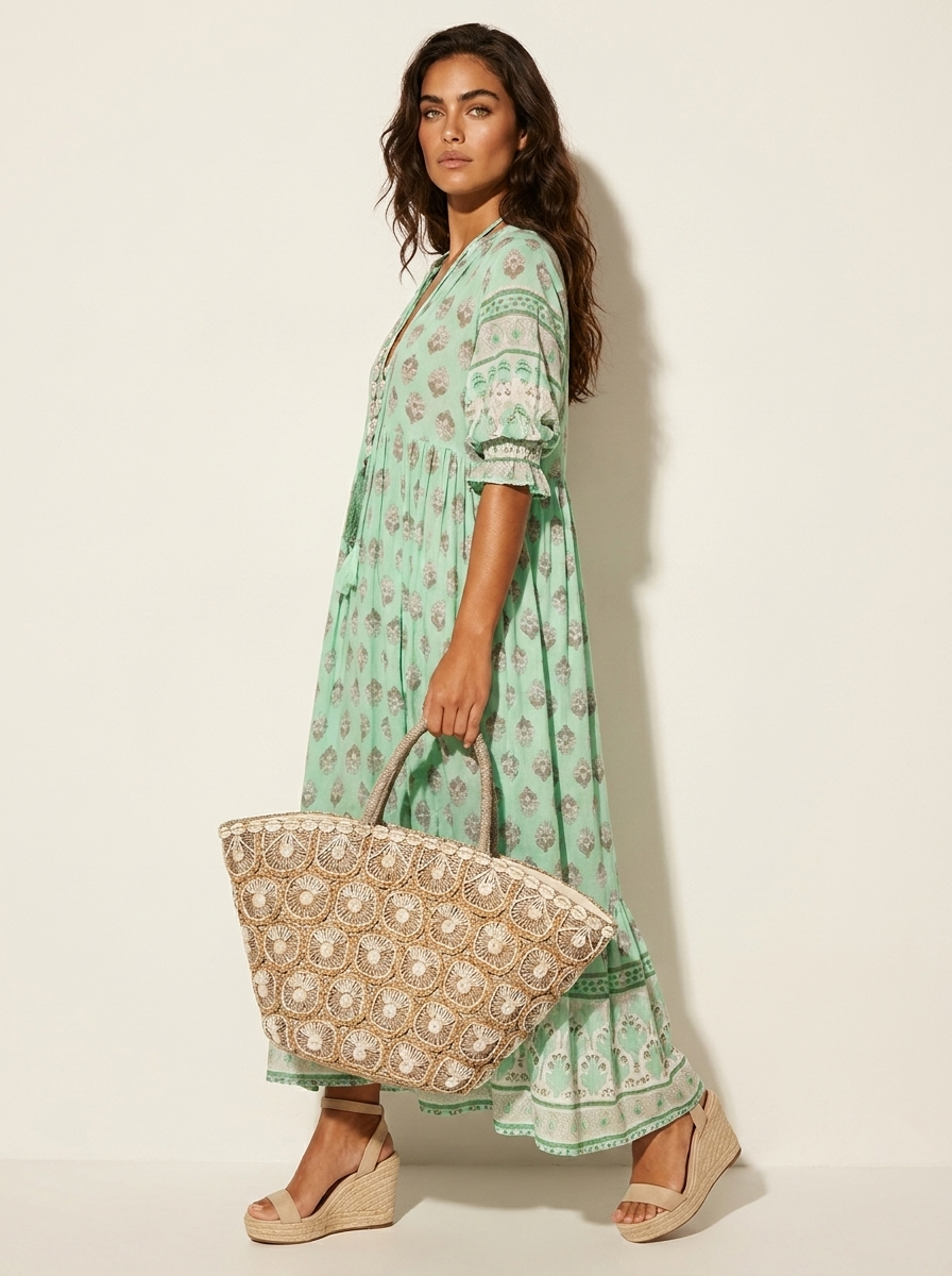 Maxi jurk met bohemian print en V-hals voor dames