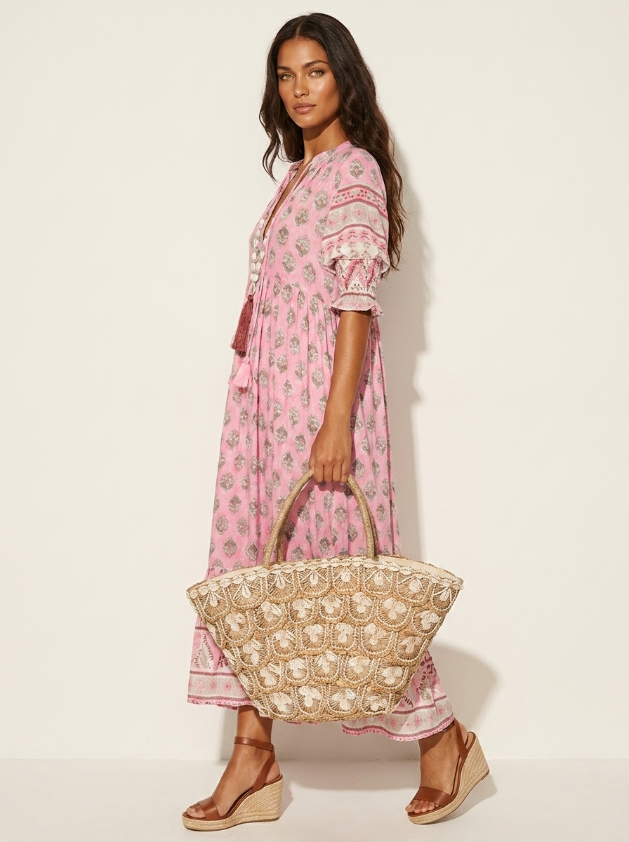 Maxi jurk met bohemian print en V-hals voor dames