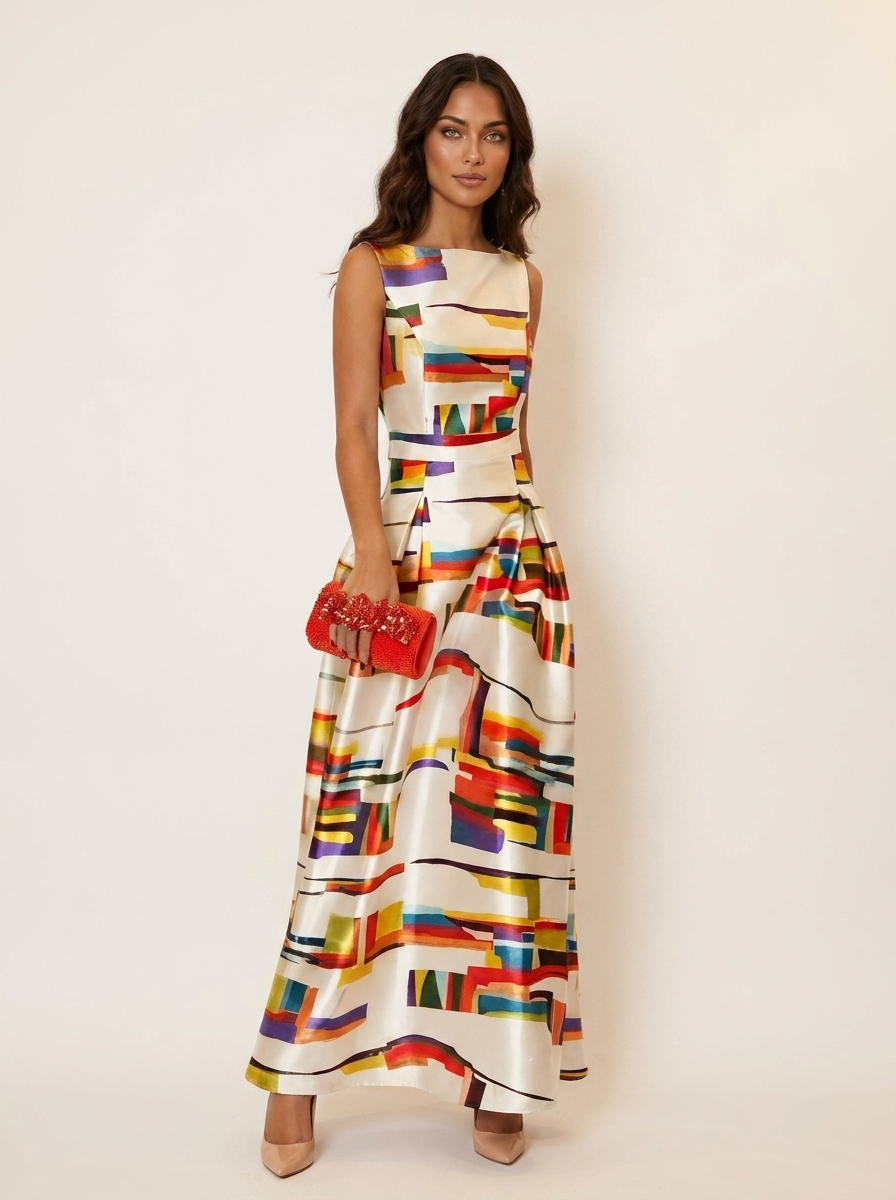 Maxi jurk met kleurrijke geometrische print voor dames