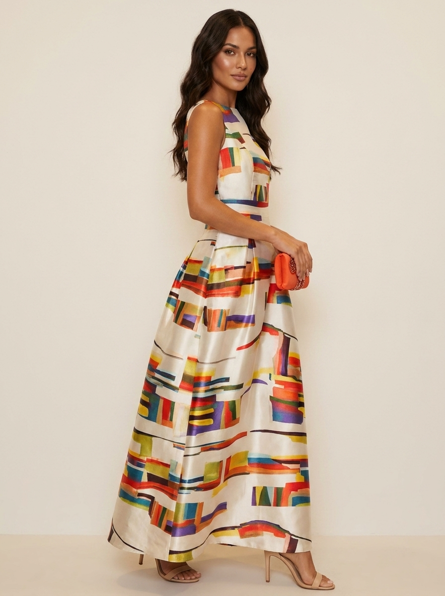 Maxi jurk met kleurrijke geometrische print voor dames