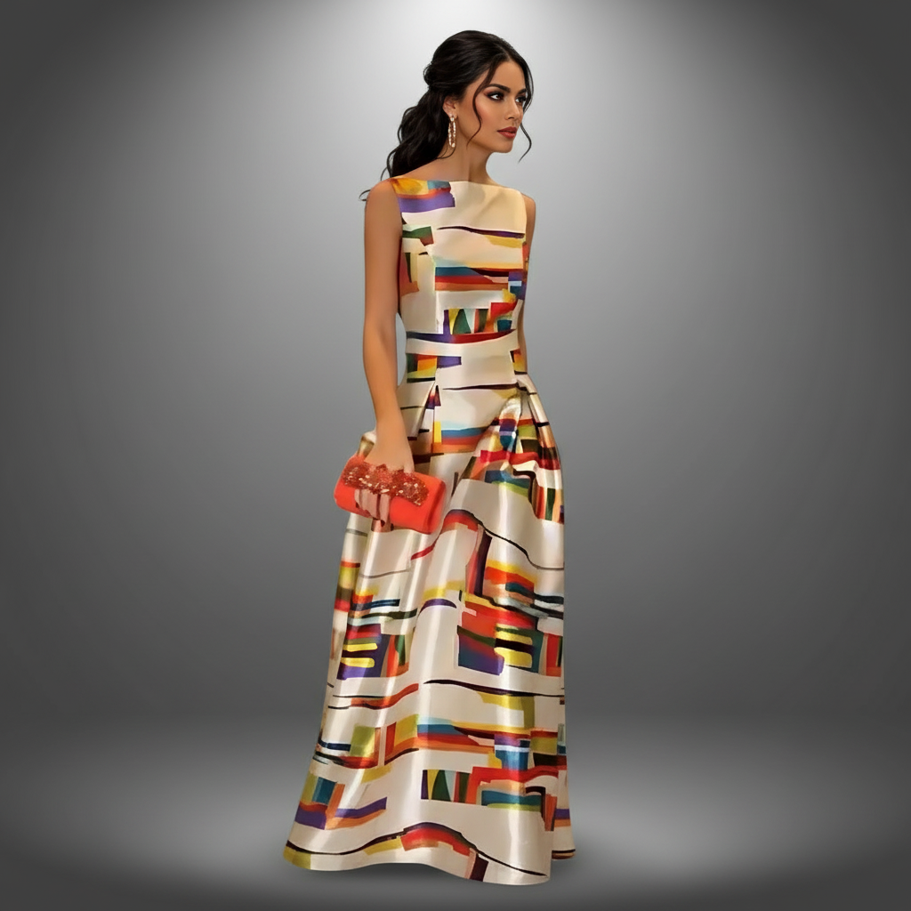Maxi jurk met kleurrijke geometrische print voor dames